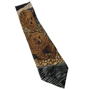 Wild Kingdom Grizzly Bear Novelty Silk Tie